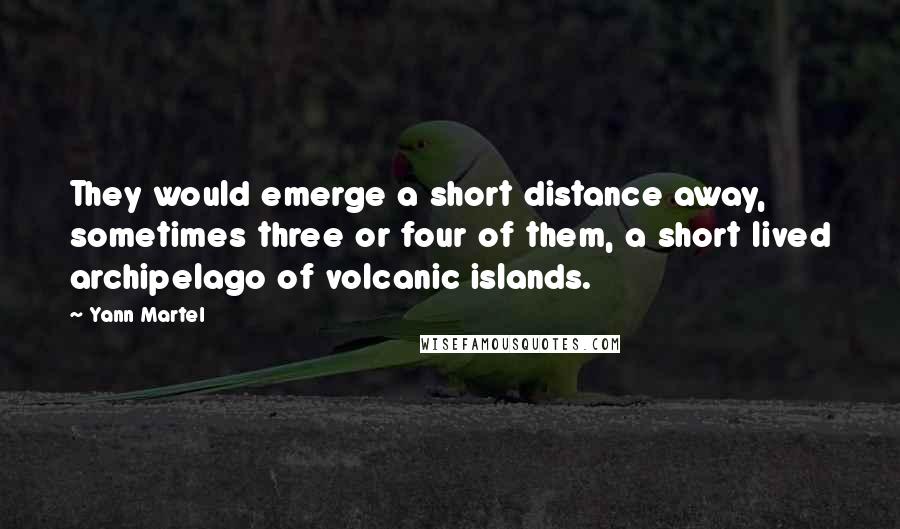 Yann Martel Quotes: They would emerge a short distance away, sometimes three or four of them, a short lived archipelago of volcanic islands.