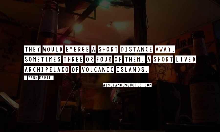 Yann Martel Quotes: They would emerge a short distance away, sometimes three or four of them, a short lived archipelago of volcanic islands.