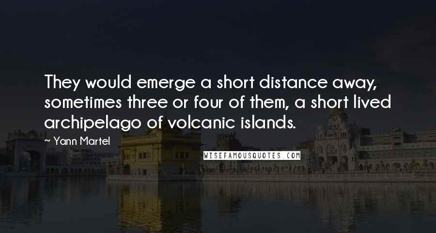 Yann Martel Quotes: They would emerge a short distance away, sometimes three or four of them, a short lived archipelago of volcanic islands.