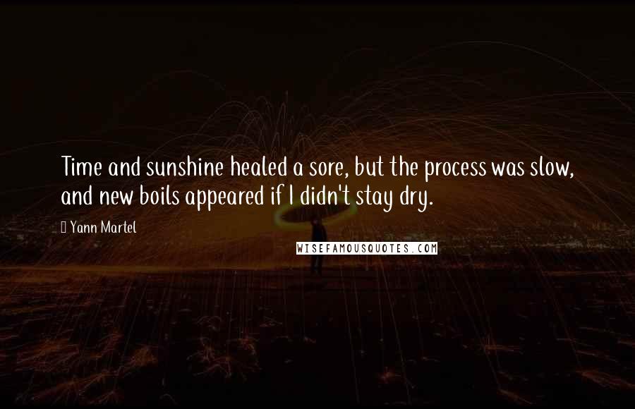 Yann Martel Quotes: Time and sunshine healed a sore, but the process was slow, and new boils appeared if I didn't stay dry.