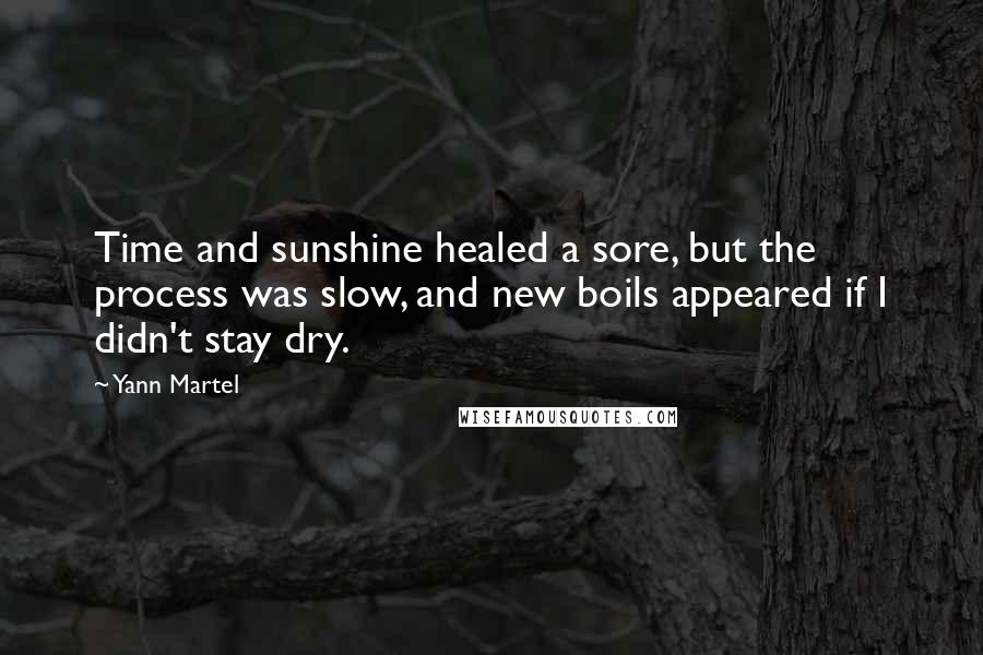Yann Martel Quotes: Time and sunshine healed a sore, but the process was slow, and new boils appeared if I didn't stay dry.