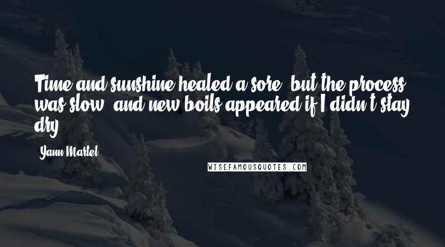 Yann Martel Quotes: Time and sunshine healed a sore, but the process was slow, and new boils appeared if I didn't stay dry.