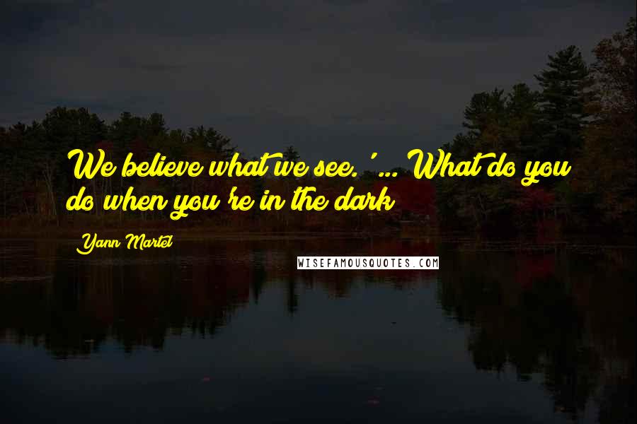 Yann Martel Quotes: We believe what we see.' ... What do you do when you're in the dark?