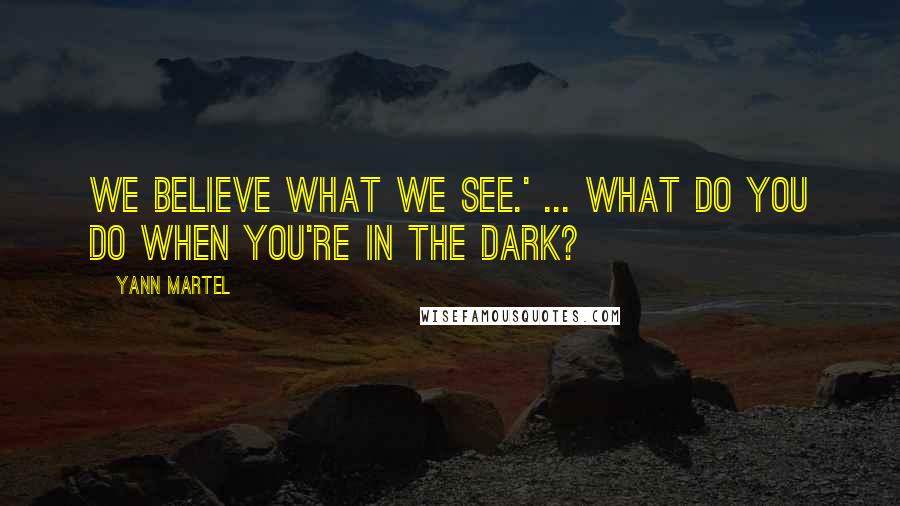 Yann Martel Quotes: We believe what we see.' ... What do you do when you're in the dark?