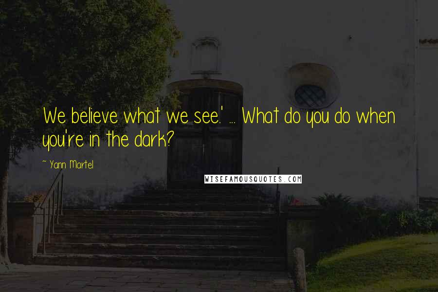 Yann Martel Quotes: We believe what we see.' ... What do you do when you're in the dark?