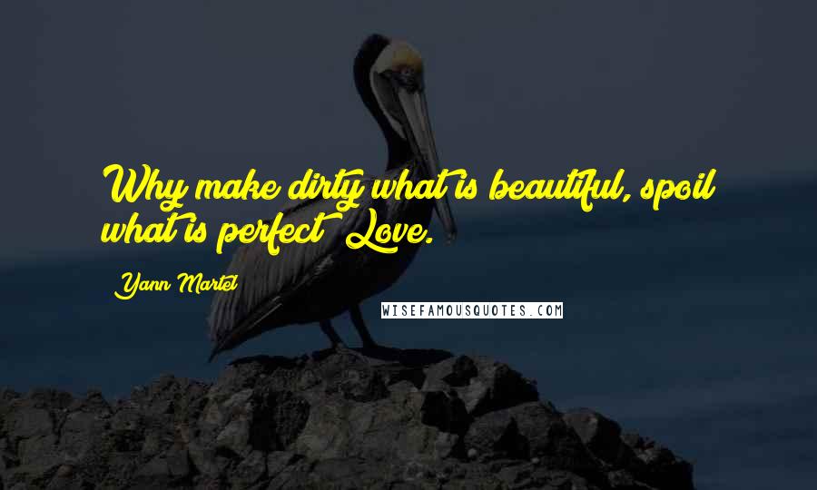 Yann Martel Quotes: Why make dirty what is beautiful, spoil what is perfect? Love.