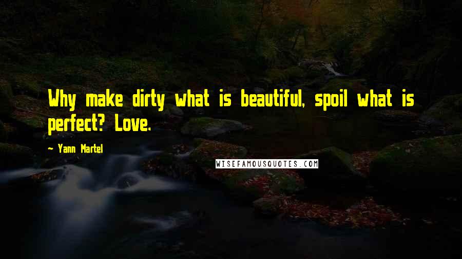 Yann Martel Quotes: Why make dirty what is beautiful, spoil what is perfect? Love.