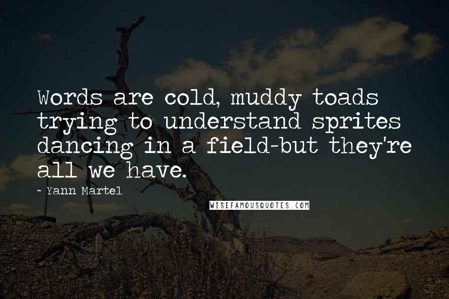 Yann Martel Quotes: Words are cold, muddy toads trying to understand sprites dancing in a field-but they're all we have.