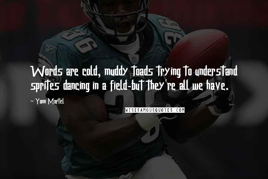 Yann Martel Quotes: Words are cold, muddy toads trying to understand sprites dancing in a field-but they're all we have.