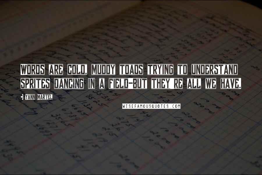 Yann Martel Quotes: Words are cold, muddy toads trying to understand sprites dancing in a field-but they're all we have.