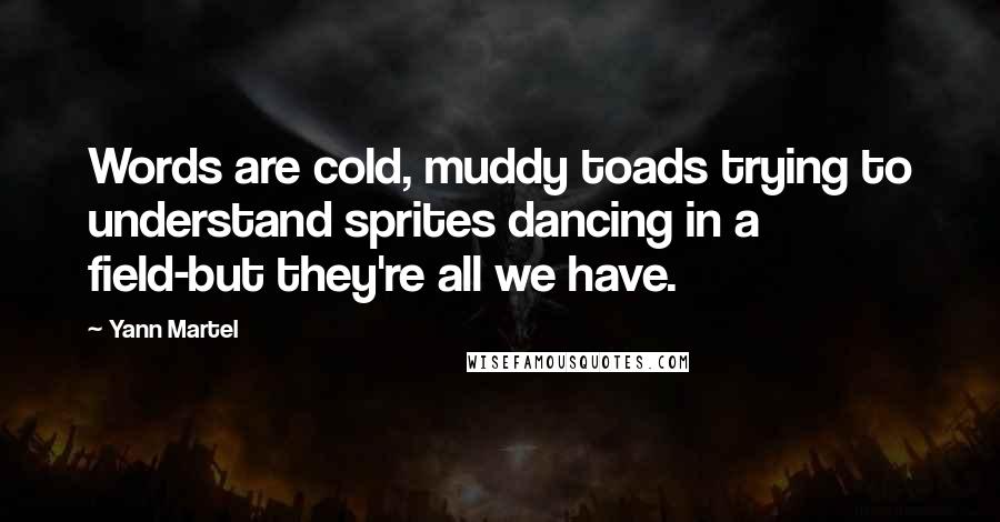 Yann Martel Quotes: Words are cold, muddy toads trying to understand sprites dancing in a field-but they're all we have.