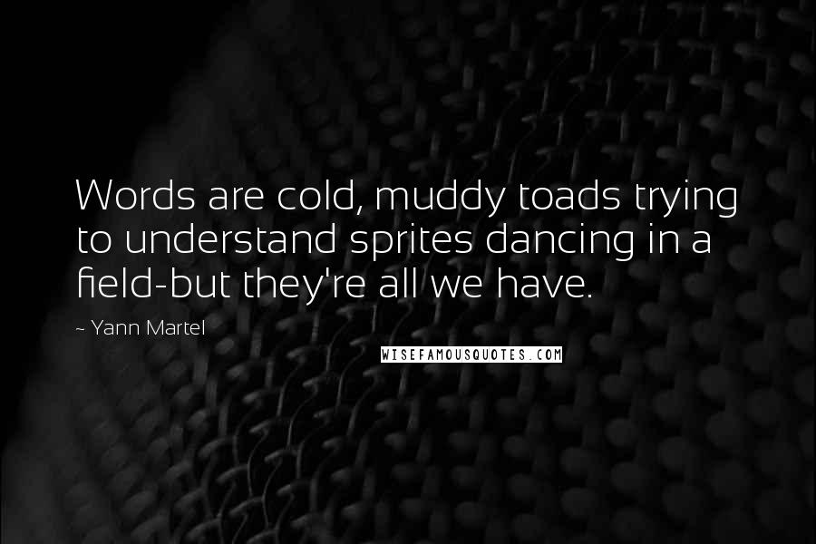 Yann Martel Quotes: Words are cold, muddy toads trying to understand sprites dancing in a field-but they're all we have.