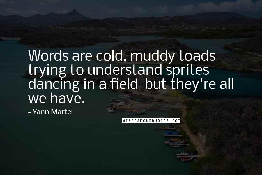 Yann Martel Quotes: Words are cold, muddy toads trying to understand sprites dancing in a field-but they're all we have.