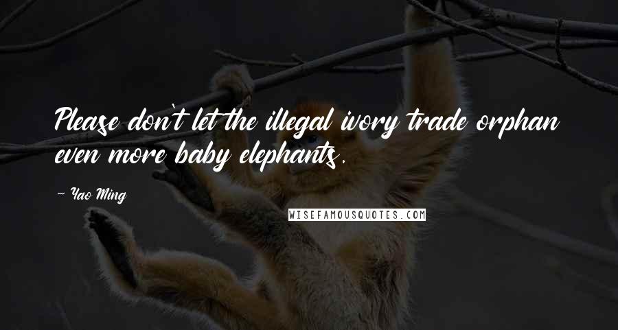 Yao Ming Quotes: Please don't let the illegal ivory trade orphan even more baby elephants.