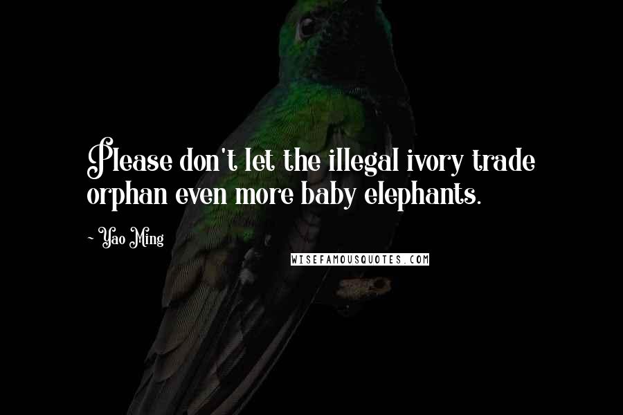 Yao Ming Quotes: Please don't let the illegal ivory trade orphan even more baby elephants.