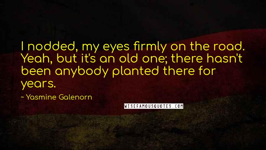 Yasmine Galenorn Quotes: I nodded, my eyes firmly on the road. Yeah, but it's an old one; there hasn't been anybody planted there for years.