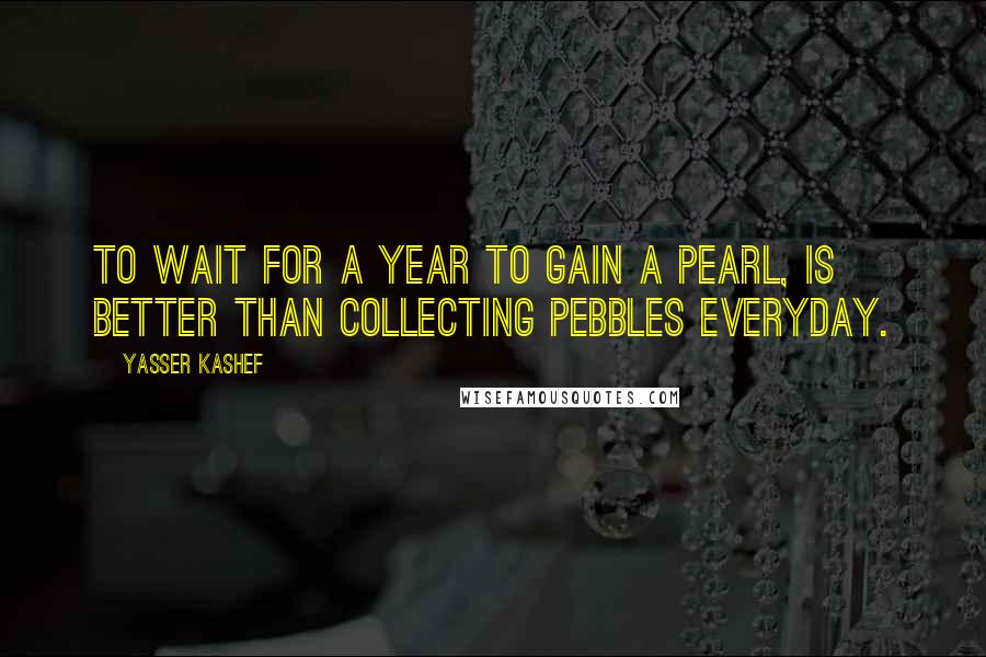 Yasser Kashef Quotes: To wait for a year to gain a pearl, is better than collecting pebbles everyday.