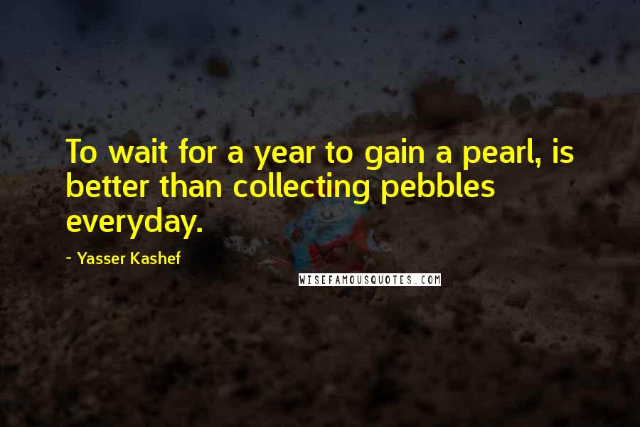 Yasser Kashef Quotes: To wait for a year to gain a pearl, is better than collecting pebbles everyday.