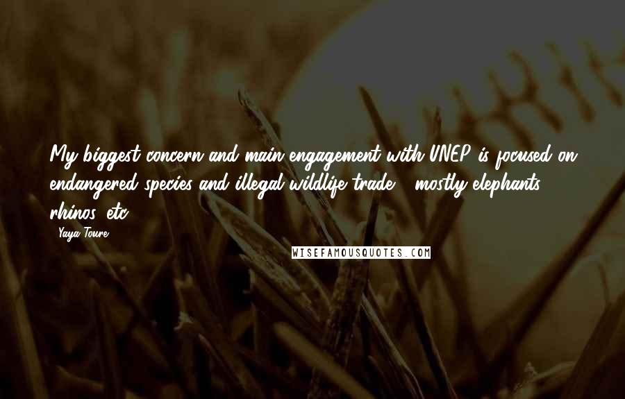 Yaya Toure Quotes: My biggest concern and main engagement with UNEP is focused on endangered species and illegal wildlife trade - mostly elephants, rhinos, etc.