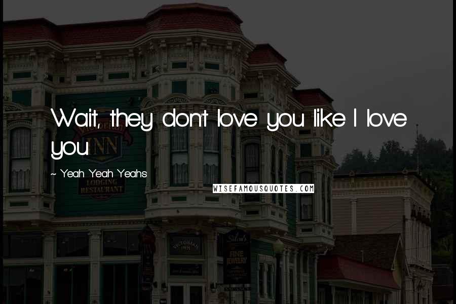 Yeah Yeah Yeahs Quotes: Wait, they don't love you like I love you