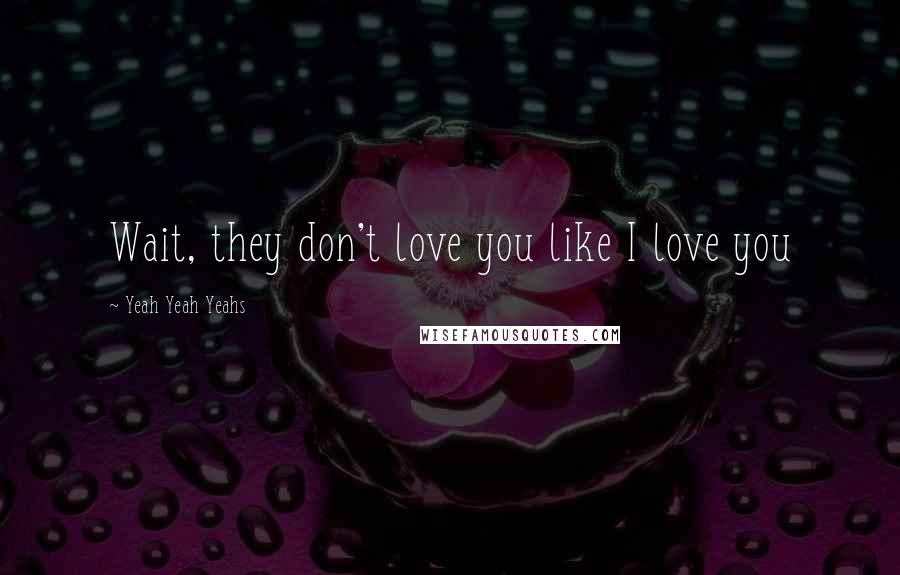 Yeah Yeah Yeahs Quotes: Wait, they don't love you like I love you