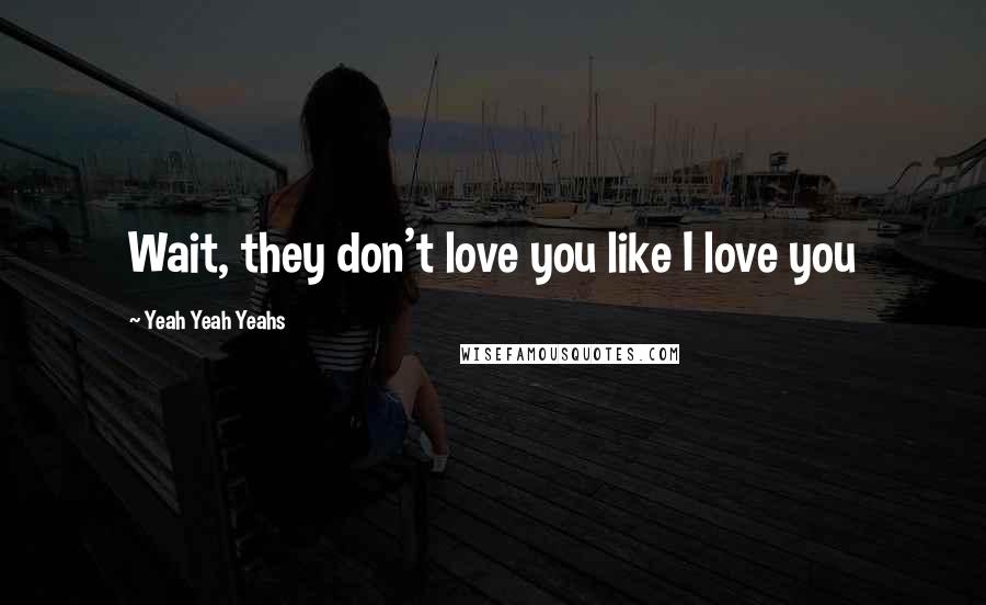 Yeah Yeah Yeahs Quotes: Wait, they don't love you like I love you