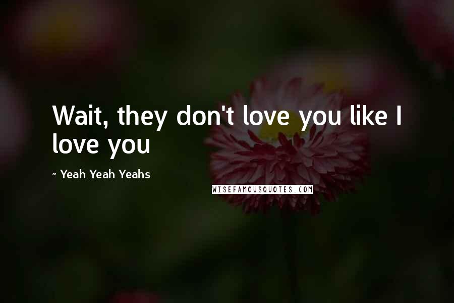 Yeah Yeah Yeahs Quotes: Wait, they don't love you like I love you