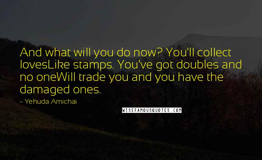 Yehuda Amichai Quotes: And what will you do now? You'll collect lovesLike stamps. You've got doubles and no oneWill trade you and you have the damaged ones.