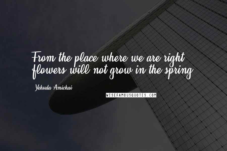 Yehuda Amichai Quotes: From the place where we are right, flowers will not grow in the spring.