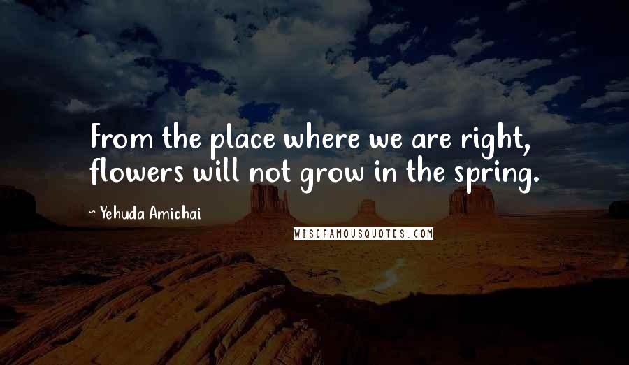 Yehuda Amichai Quotes: From the place where we are right, flowers will not grow in the spring.