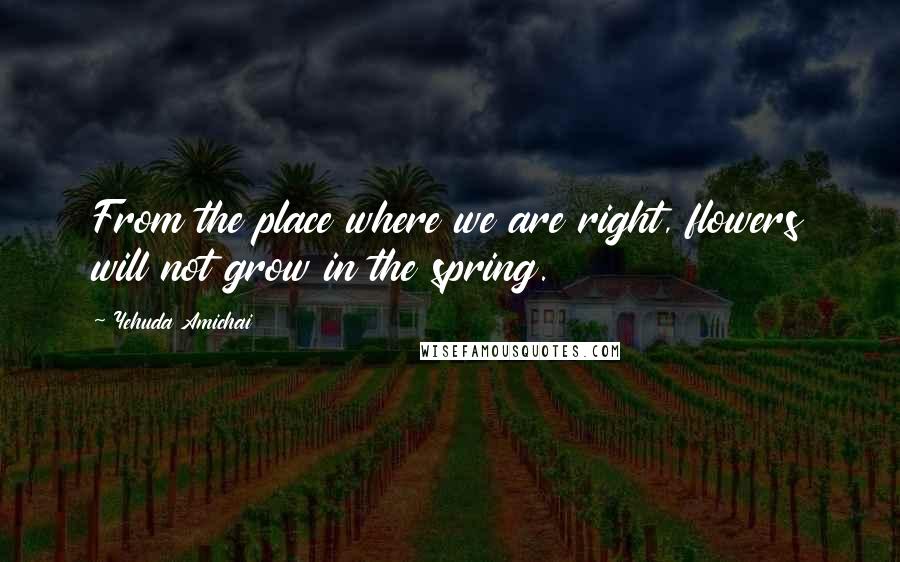 Yehuda Amichai Quotes: From the place where we are right, flowers will not grow in the spring.