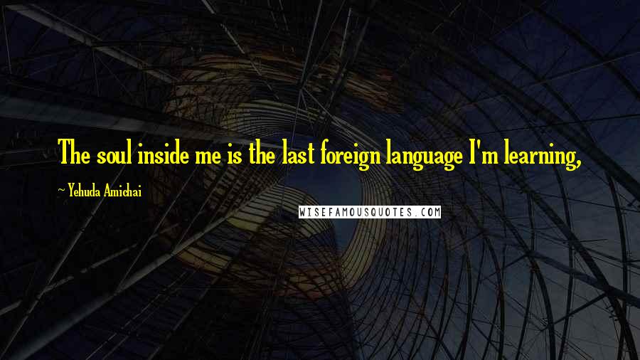 Yehuda Amichai Quotes: The soul inside me is the last foreign language I'm learning,