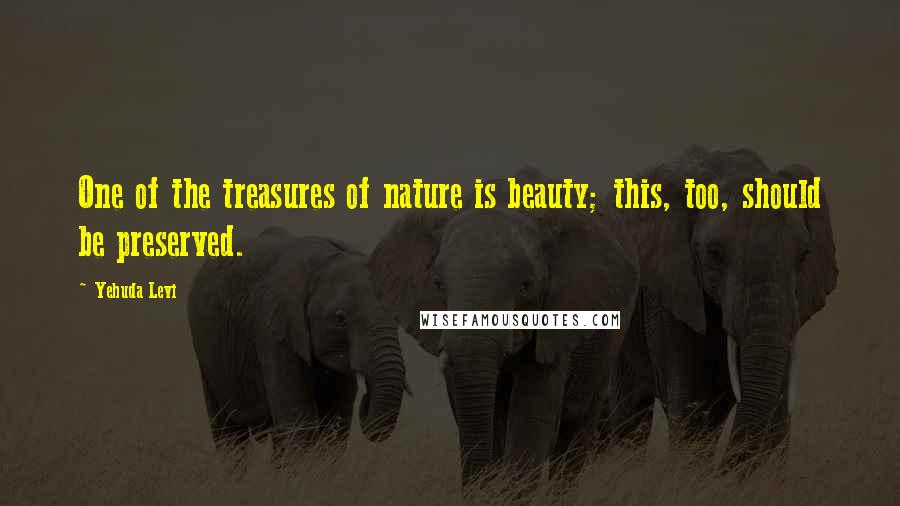 Yehuda Levi Quotes: One of the treasures of nature is beauty; this, too, should be preserved.