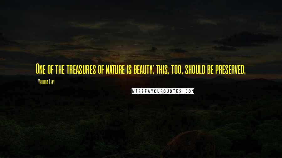 Yehuda Levi Quotes: One of the treasures of nature is beauty; this, too, should be preserved.