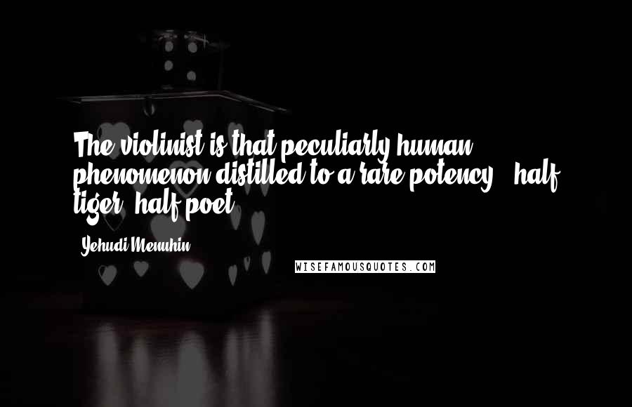 Yehudi Menuhin Quotes: The violinist is that peculiarly human phenomenon distilled to a rare potency - half tiger, half poet.