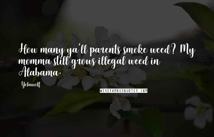 Yelawolf Quotes: How many ya'll parents smoke weed? My momma still grows illegal weed in Alabama.