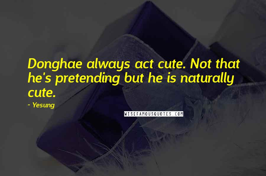 Yesung Quotes: Donghae always act cute. Not that he's pretending but he is naturally cute.