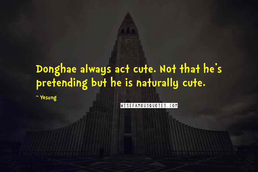 Yesung Quotes: Donghae always act cute. Not that he's pretending but he is naturally cute.