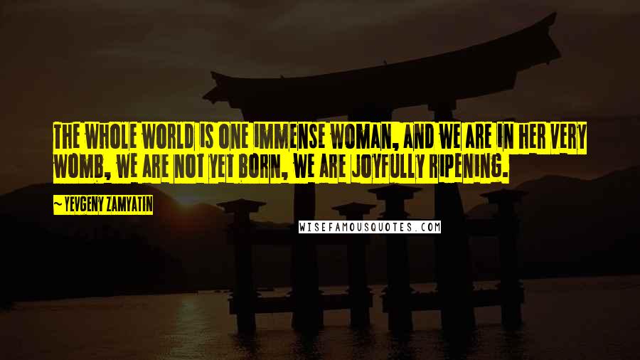 Yevgeny Zamyatin Quotes: The whole world is one immense woman, and we are in her very womb, we are not yet born, we are joyfully ripening.