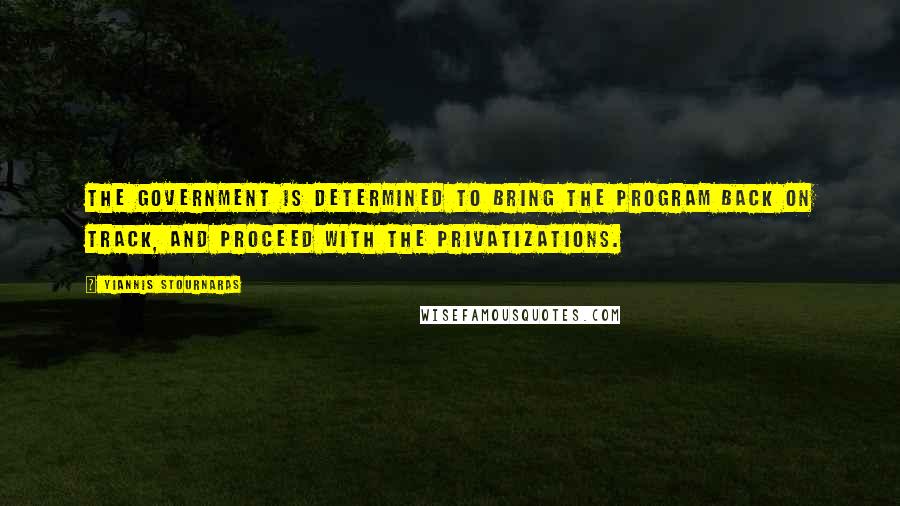 Yiannis Stournaras Quotes: The government is determined to bring the program back on track, and proceed with the privatizations.