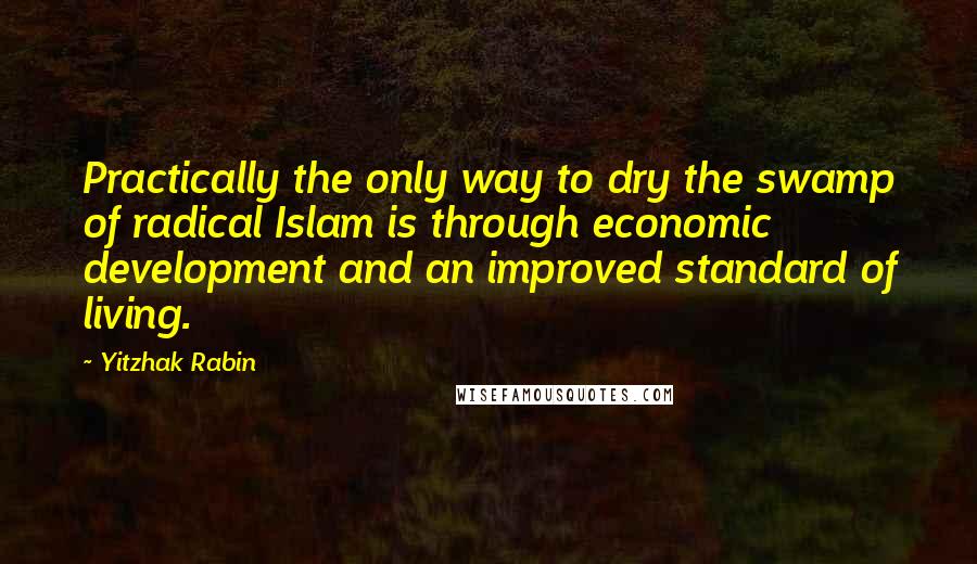 Yitzhak Rabin Quotes: Practically the only way to dry the swamp of radical Islam is through economic development and an improved standard of living.