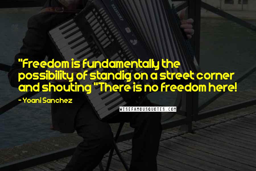 Yoani Sanchez Quotes: "Freedom is fundamentally the possibility of standig on a street corner and shouting "There is no freedom here!