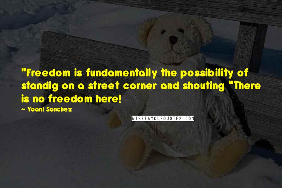 Yoani Sanchez Quotes: "Freedom is fundamentally the possibility of standig on a street corner and shouting "There is no freedom here!