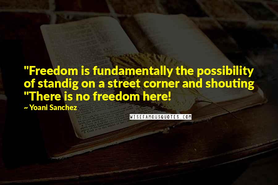 Yoani Sanchez Quotes: "Freedom is fundamentally the possibility of standig on a street corner and shouting "There is no freedom here!