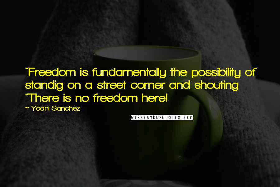 Yoani Sanchez Quotes: "Freedom is fundamentally the possibility of standig on a street corner and shouting "There is no freedom here!