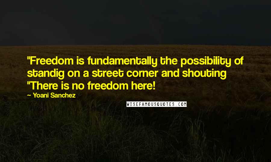 Yoani Sanchez Quotes: "Freedom is fundamentally the possibility of standig on a street corner and shouting "There is no freedom here!