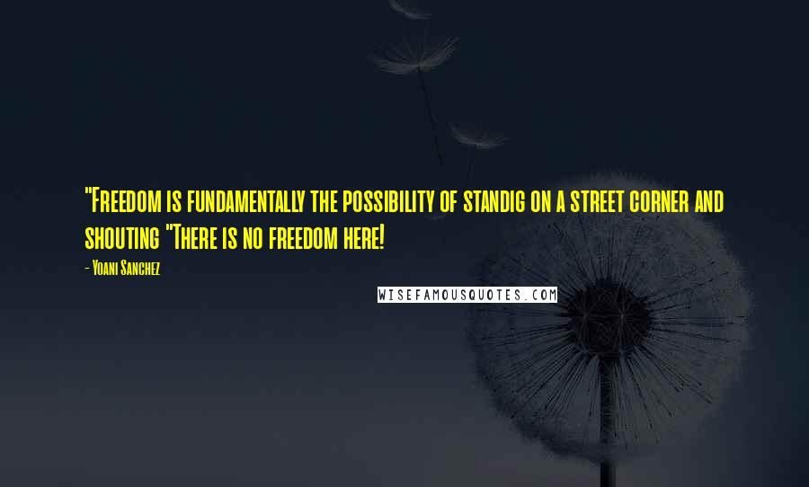 Yoani Sanchez Quotes: "Freedom is fundamentally the possibility of standig on a street corner and shouting "There is no freedom here!