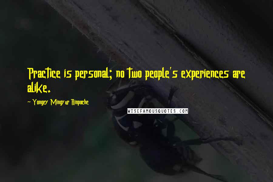 Yongey Mingyur Rinpoche Quotes: Practice is personal; no two people's experiences are alike.