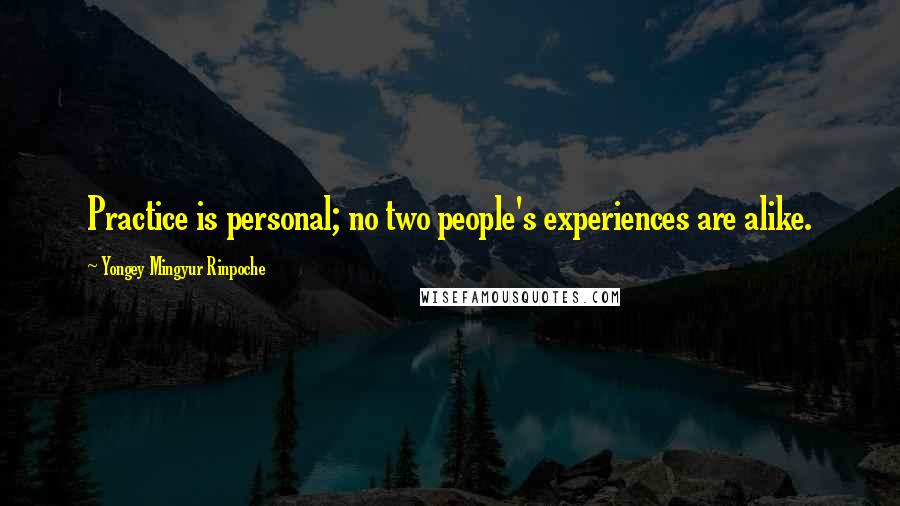 Yongey Mingyur Rinpoche Quotes: Practice is personal; no two people's experiences are alike.