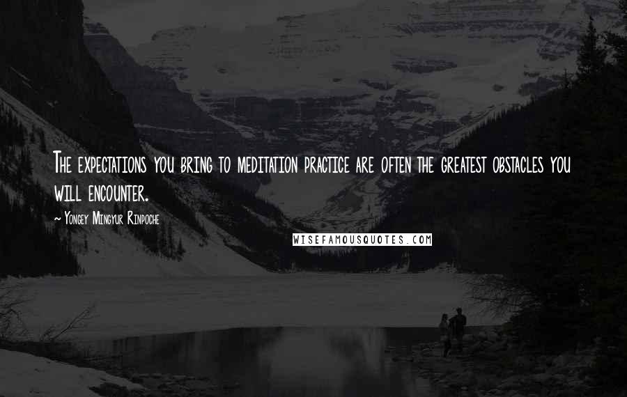 Yongey Mingyur Rinpoche Quotes: The expectations you bring to meditation practice are often the greatest obstacles you will encounter.